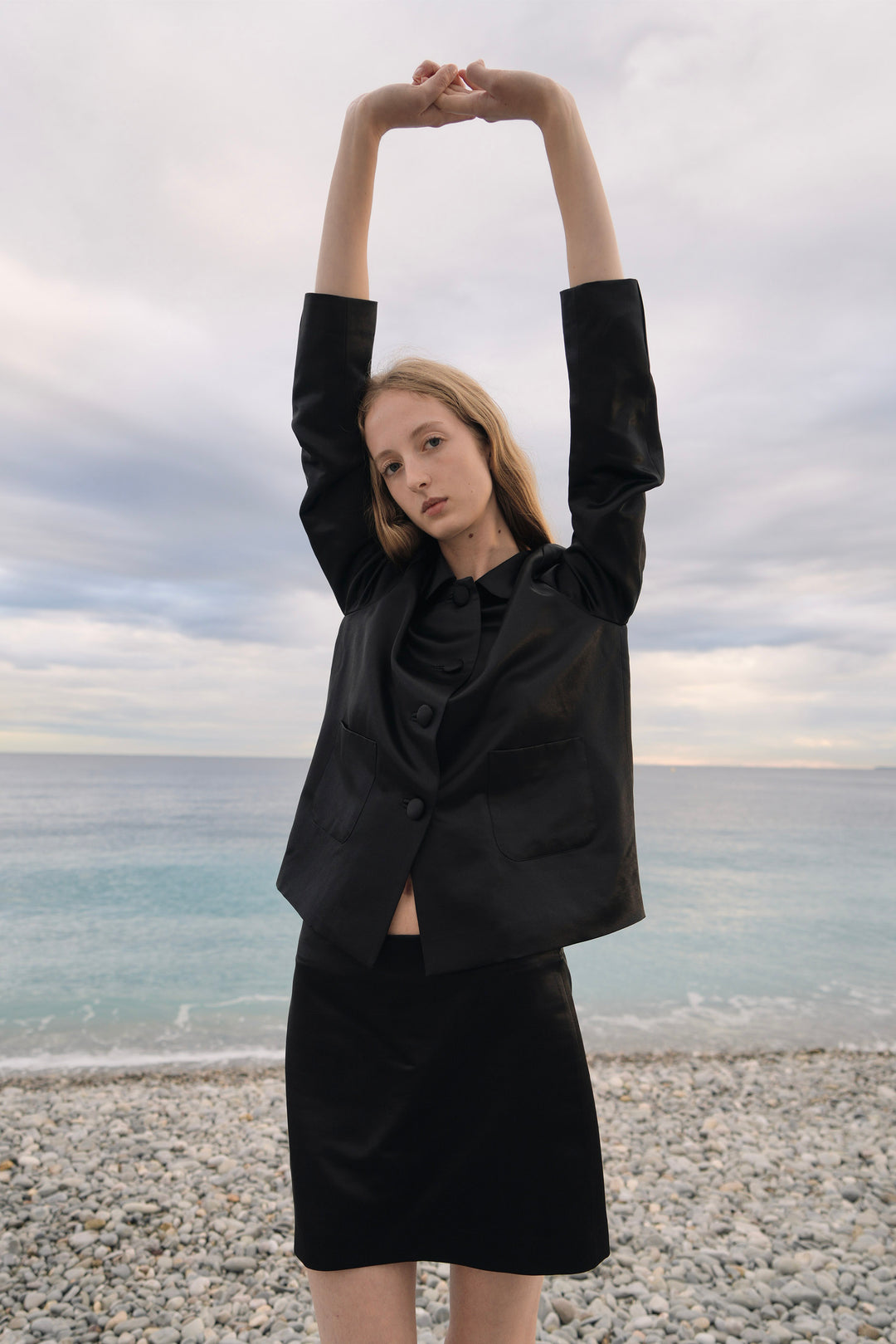 PAJA Dinner Hour Silk-Wool Satin Mini Skirt