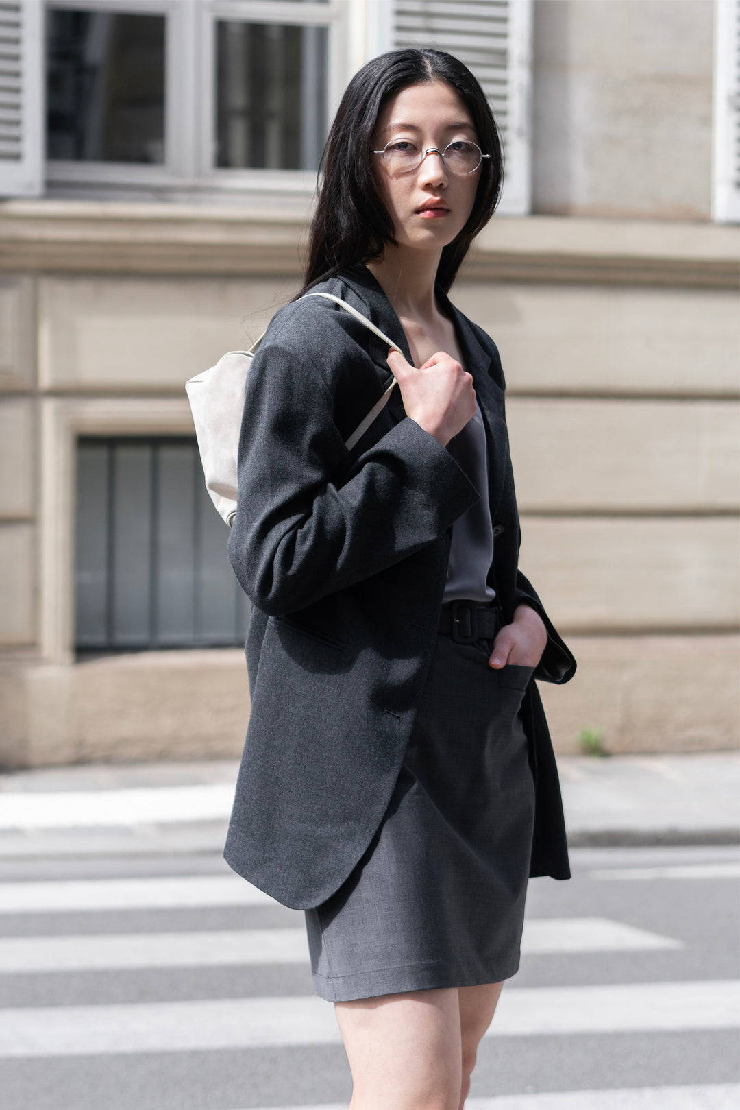 PAJA Farm Edit Classic Wool Blazer - Grey