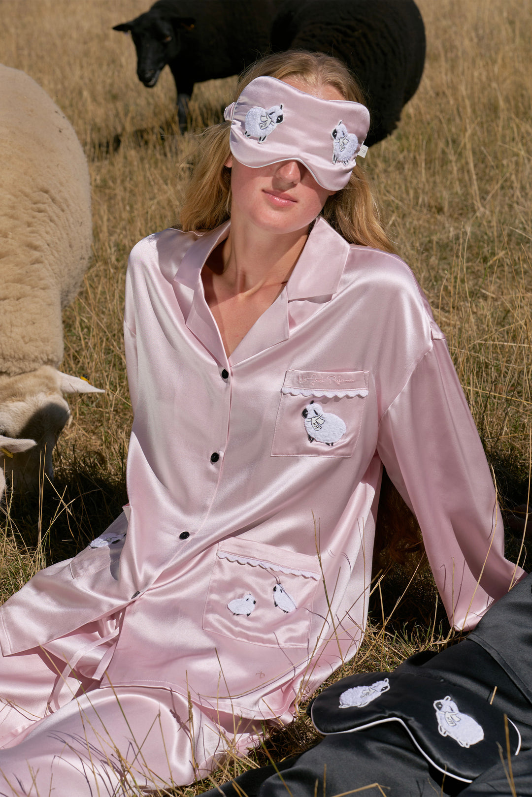 BUBU Collection Silk Velour Edging Long Sleeve Pajama Set