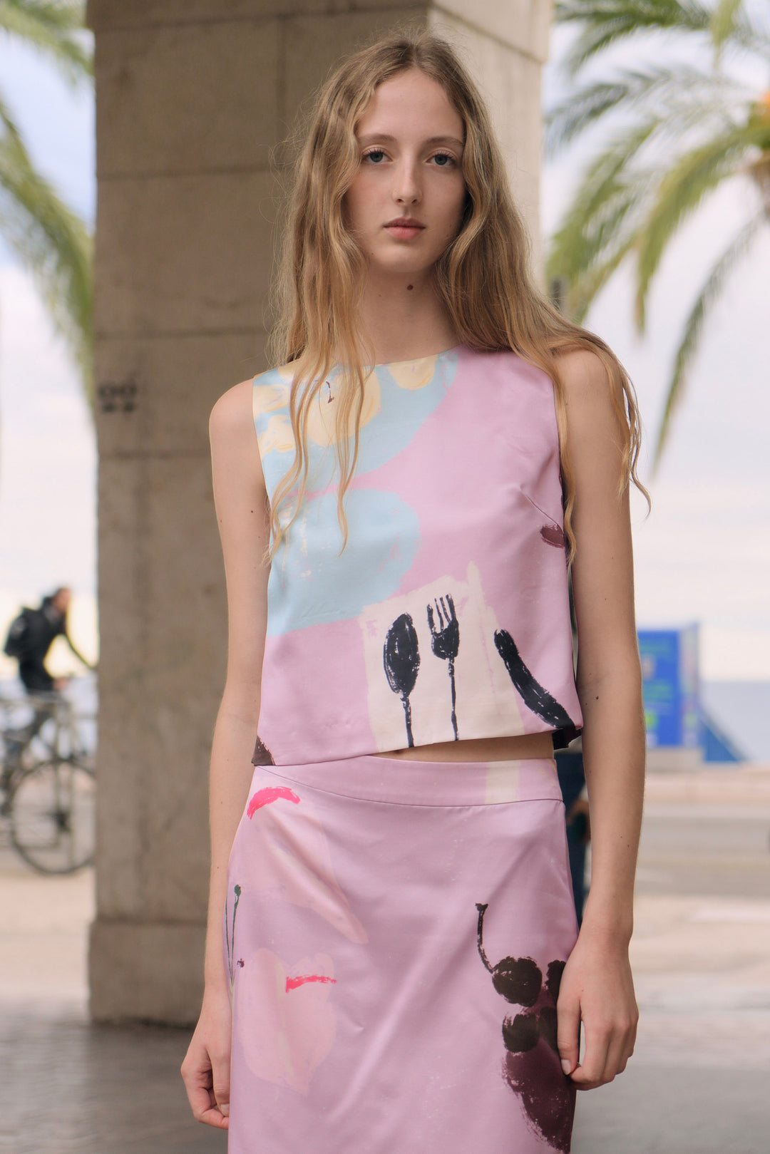 PAJA Dinner Hour Printed Silk Wool Satin Blouse