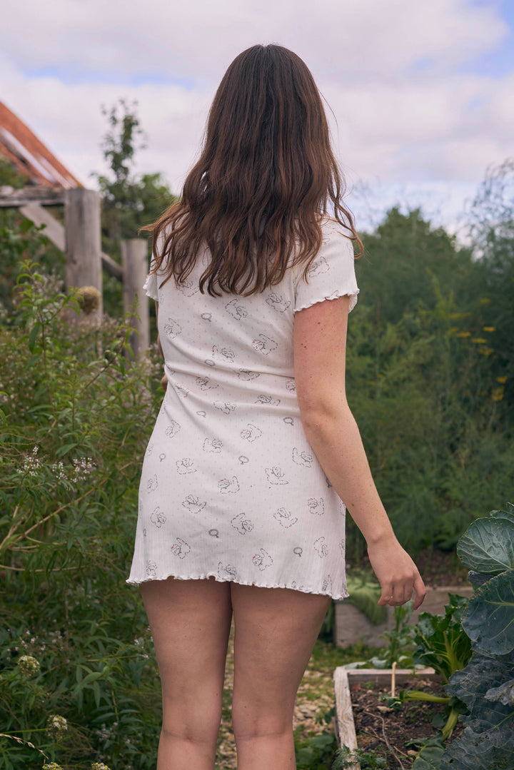Kiki Cat Wool Silk Knit Short Sleeve Dress