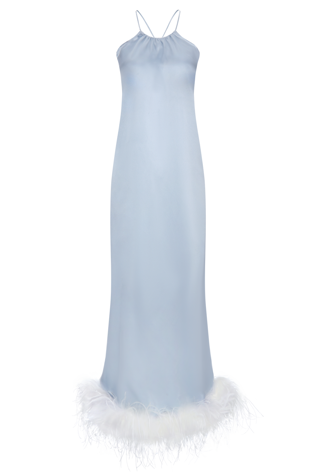 Bride-To-Be Edition | Halter Neck Silk Long Dress with Removable Feath Not Just Pajama Bride-To-Be Edition | Halter Neck Silk Long Dress with Removable Feath Not Just Pajama
