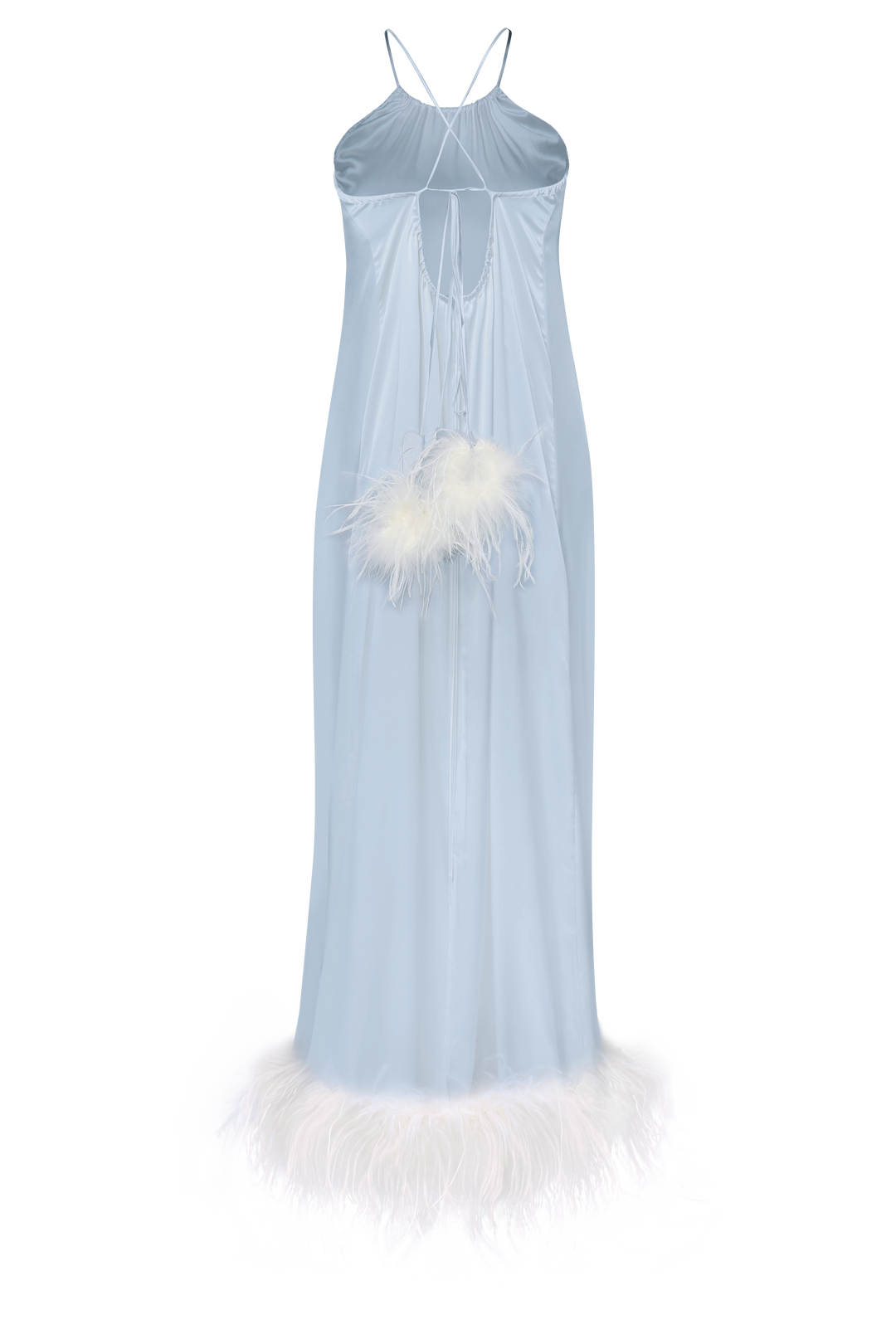 Bride-To-Be Edition | Halter Neck Silk Long Dress with Removable Feath Not Just Pajama Bride-To-Be Edition | Halter Neck Silk Long Dress with Removable Feath Not Just Pajama