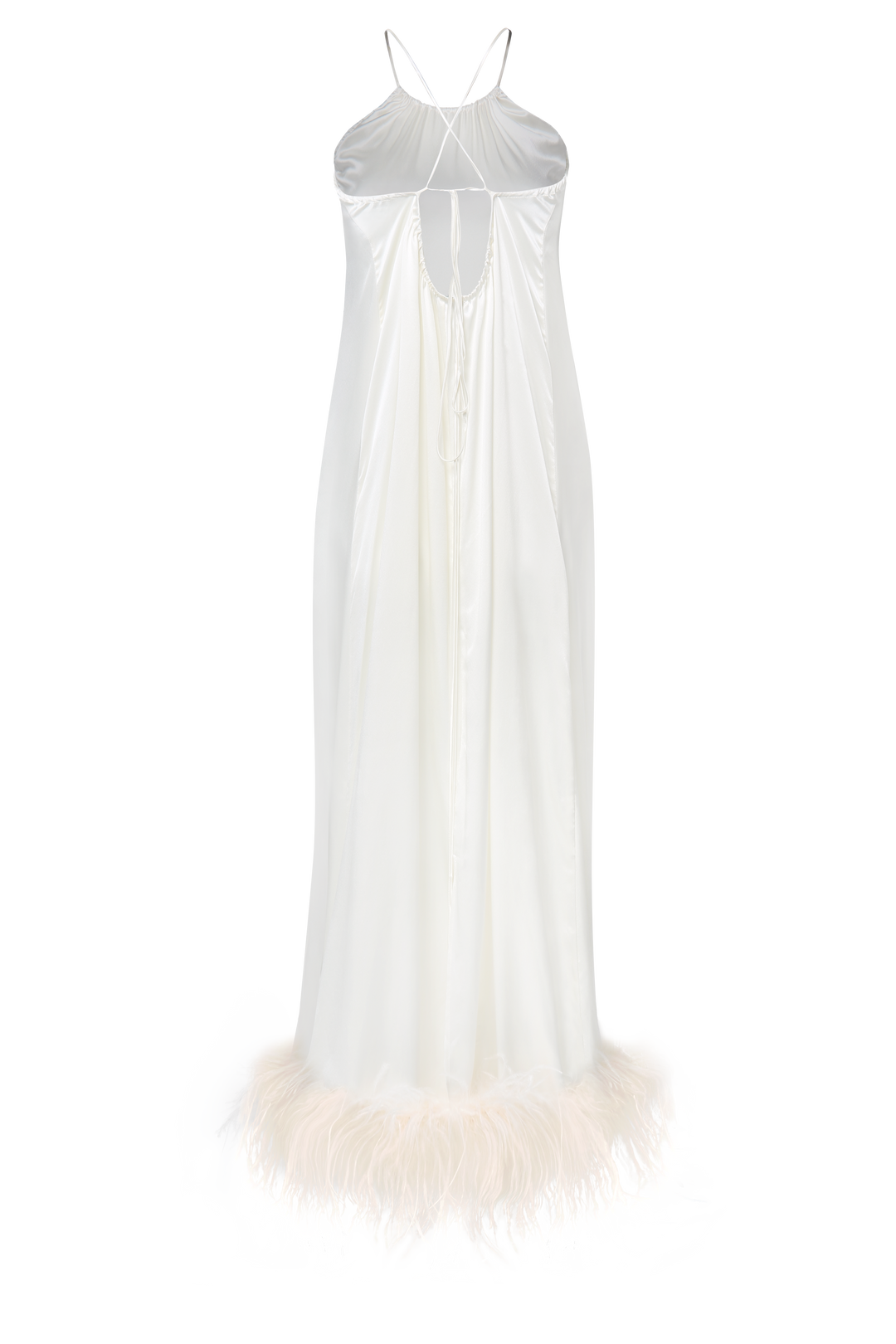 Bride-To-Be Edition | Halter Neck Silk Long Dress with Removable Feath Not Just Pajama Bride-To-Be Edition | Halter Neck Silk Long Dress with Removable Feath Not Just Pajama