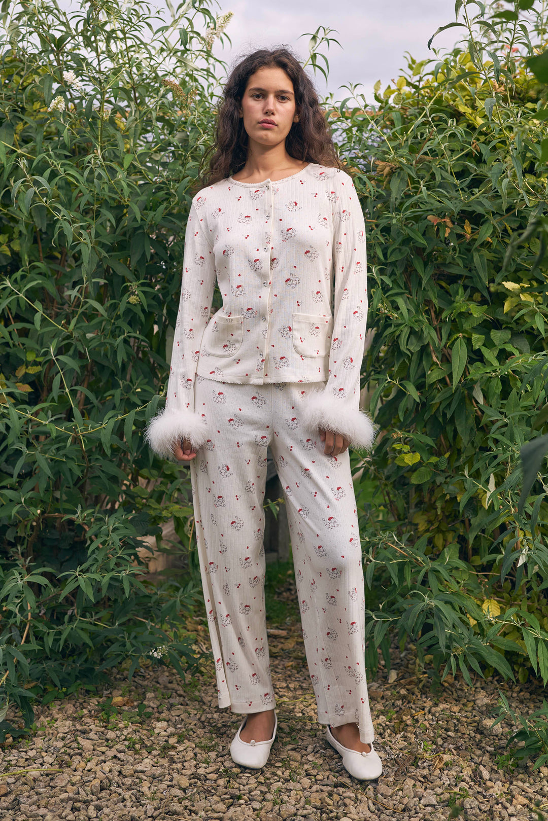Kiki Cat Wool Silk Knit Top and Pants