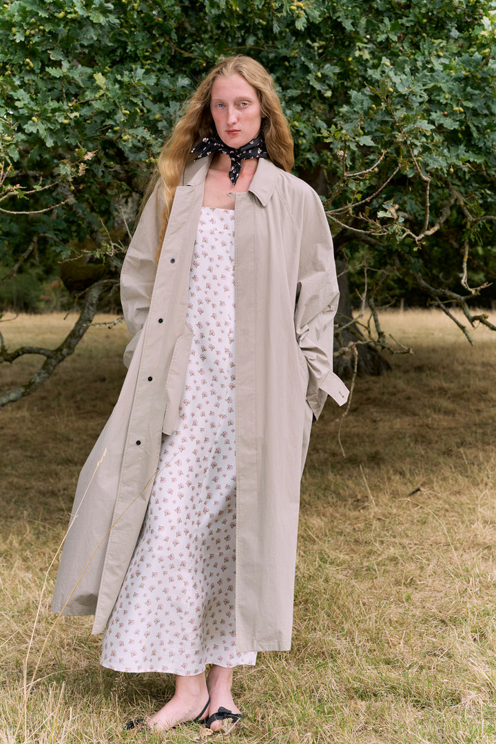 PAJA Farm Edit Dupion Silk Floral Print Maxi Dress - White