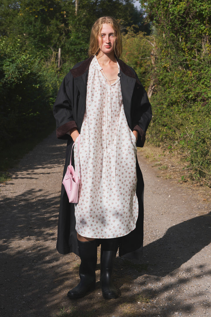 PAJA Farm Edit Dupion Silk Printed Long-Sleeved Shirt Dress - White