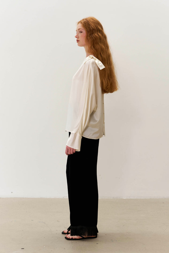 PAJA Summer Shimmer Silk Velvet Fringe-Trim Pants