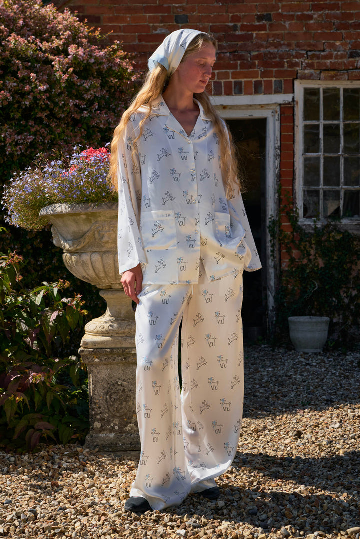 Bubbie 22 Momme Silk Printed Long-Sleeve Pajama Set