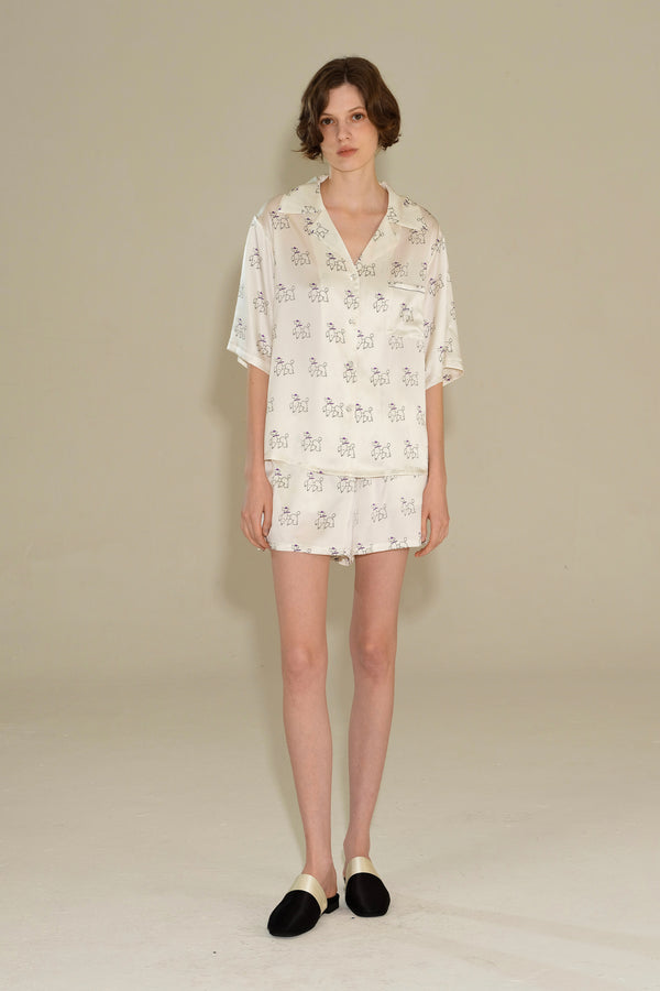 Welpenedition Diamantpudel Seidenpyjama-Shorts-Set