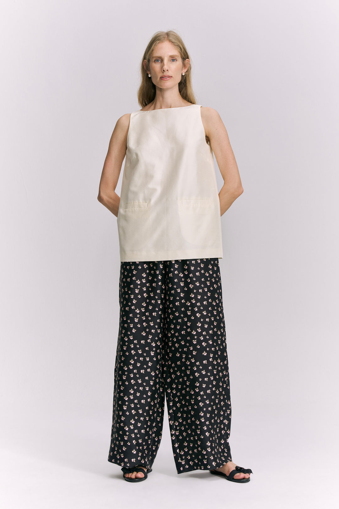 PAJA Farm Edit Dupion Silk V-Neck Backless Top - Pale Yellow