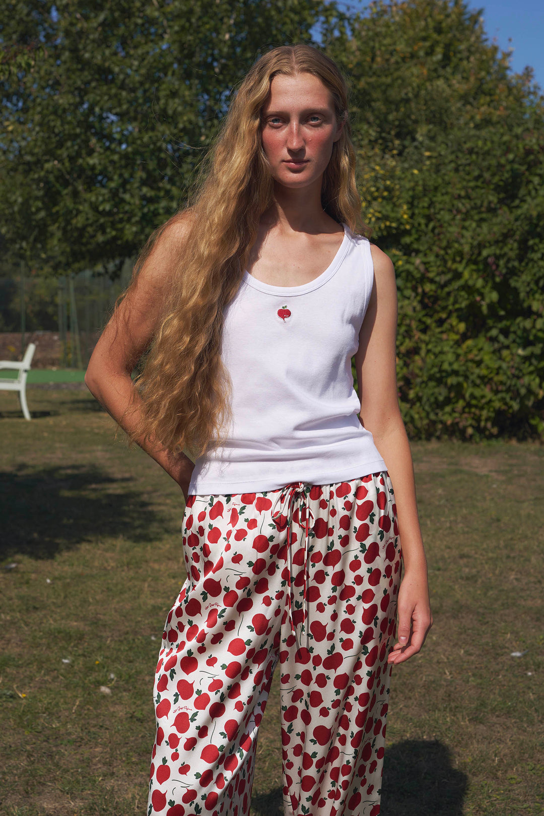 Farm Edit Red Turnip Modal-Silk Knit Tank Top