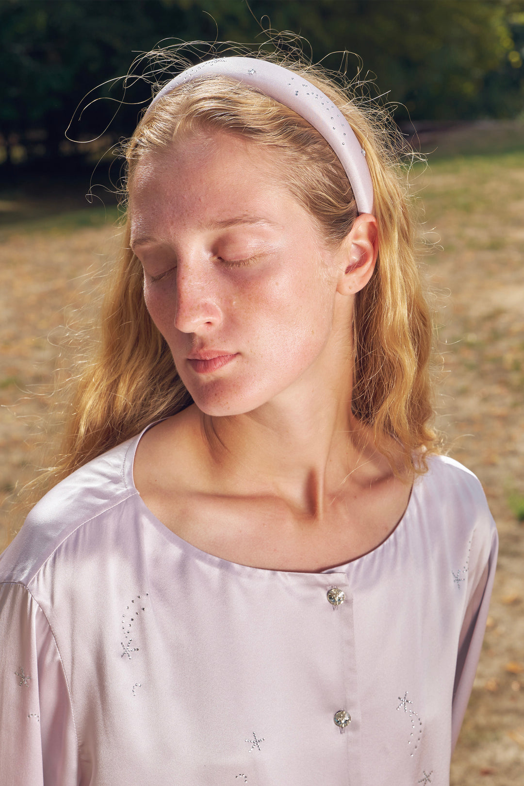 VEGA Collection Silk Rhinestone-Embellished Headband - Amethyst