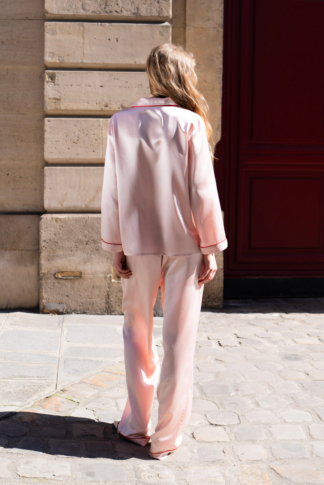 Museum of Crush Love Wave Women's Silk Long Pajamas Set