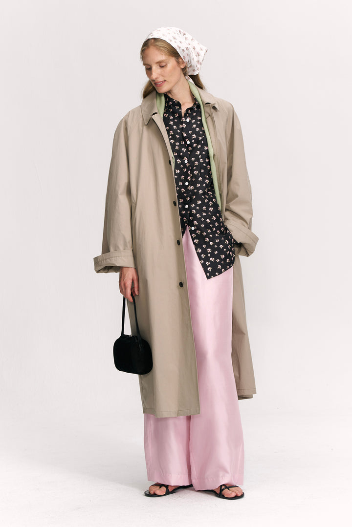 PAJA Farm Edit Dupion Silk Floral Print Shirt - Black