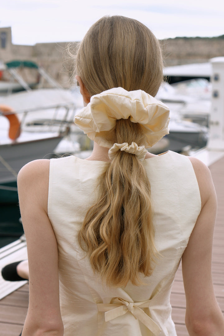 PAJA Berries Dupion Silk Oversized Scrunchie - Corn Yellow