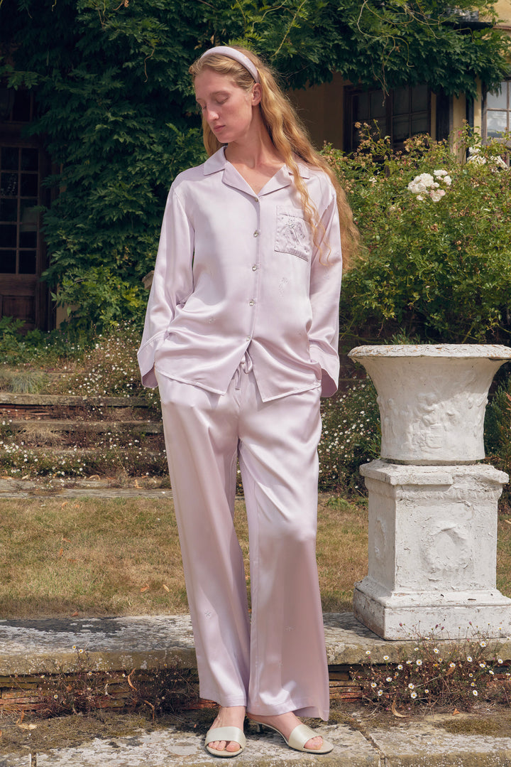 VEGA Collection Silk Rhinestone-Embellished Long Sleeve Set - Amethyst