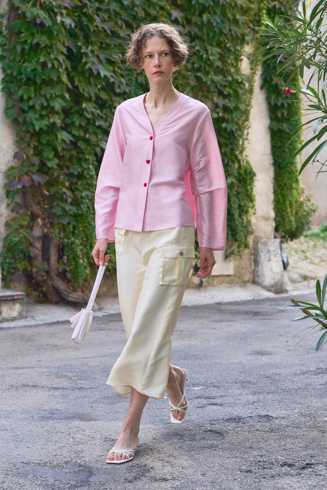 PAJA Out After Brunch Mulberry Silk Utility Midi Skirt