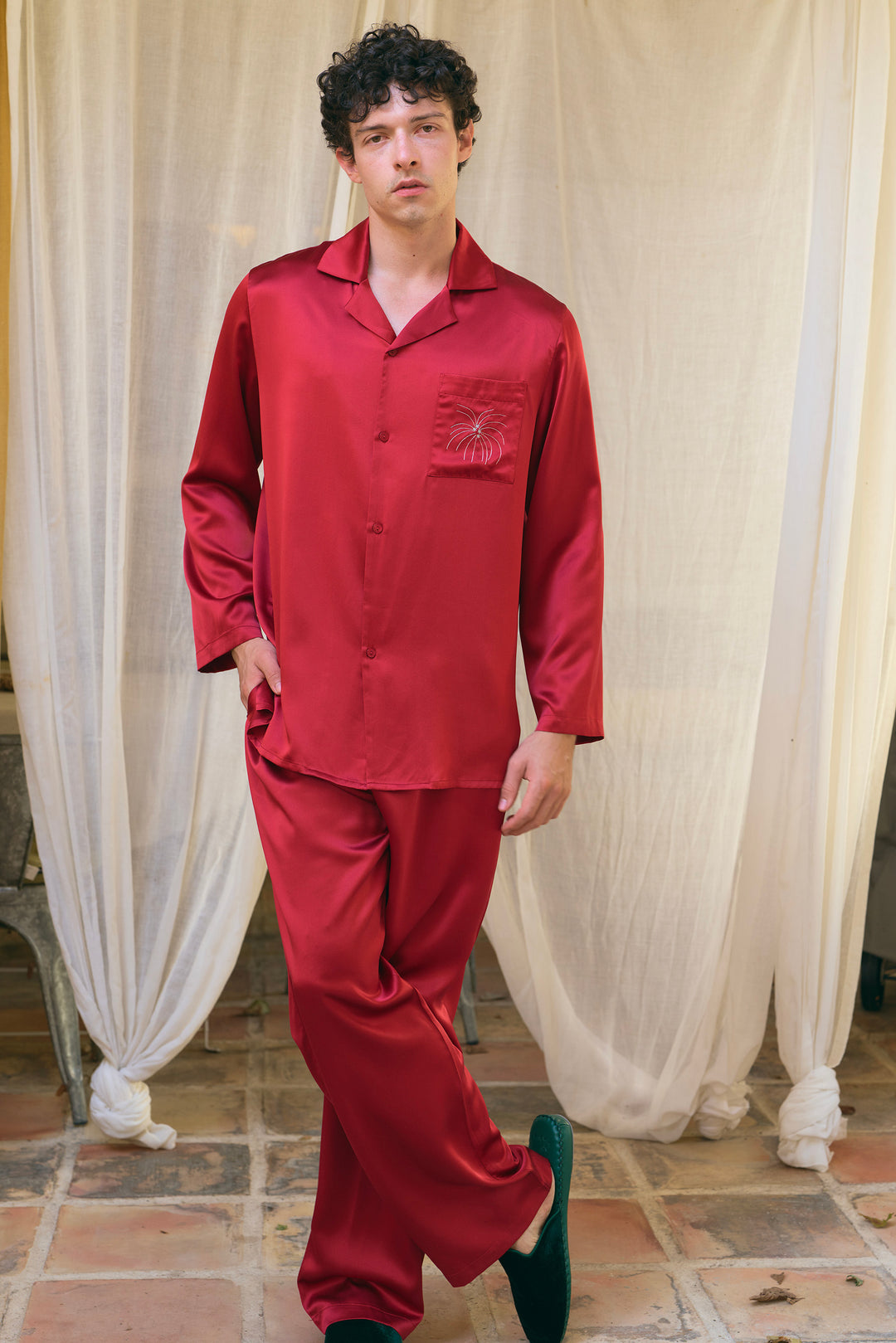 VEGA Men’s 22mm Mulberry Silk Pajama Set-Silk Pajamas Long Set-Not Just Pajama