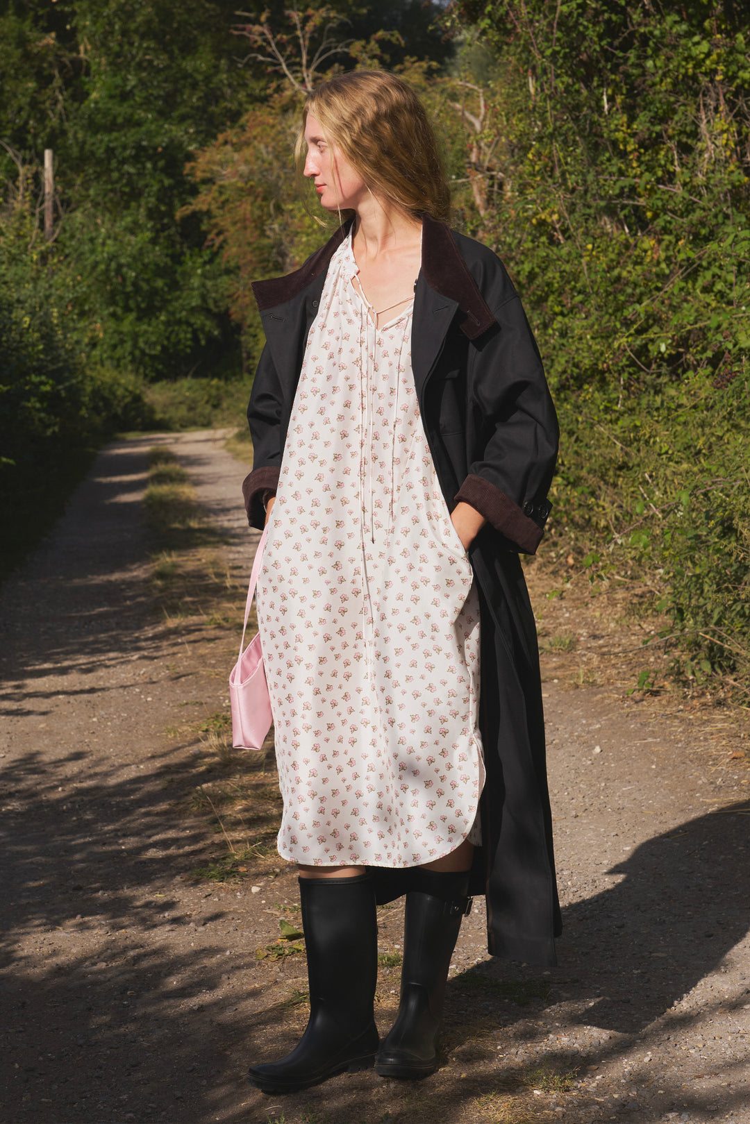 PAJA Farm Edit Amelia Four-Season Heavyweight Twill Wool Trench Coat - Black