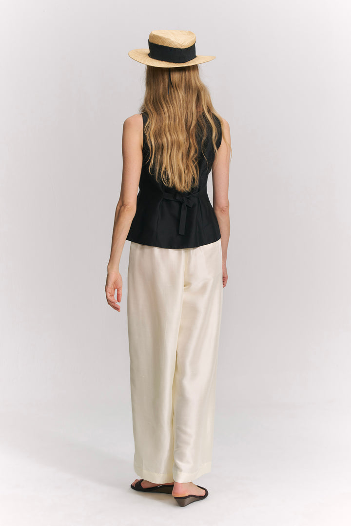 PAJA Farm Edit Dupion Silk Silk Wide-Leg Trousers - Pale Yellow