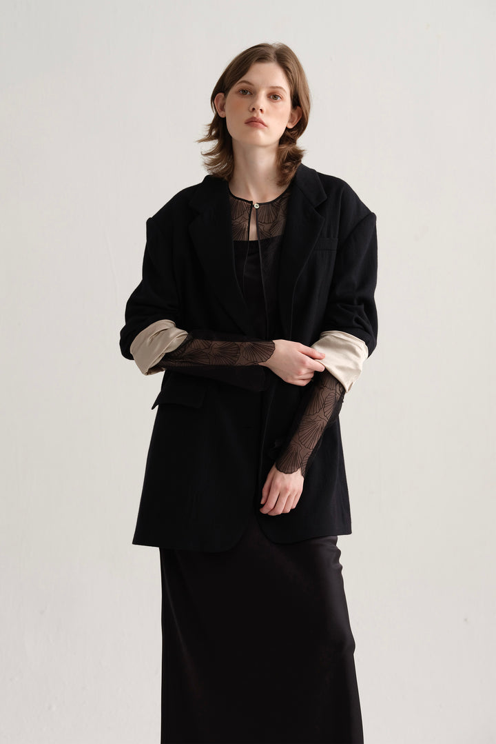 PAJA Farm Edit Classic Wool Blazer - Black