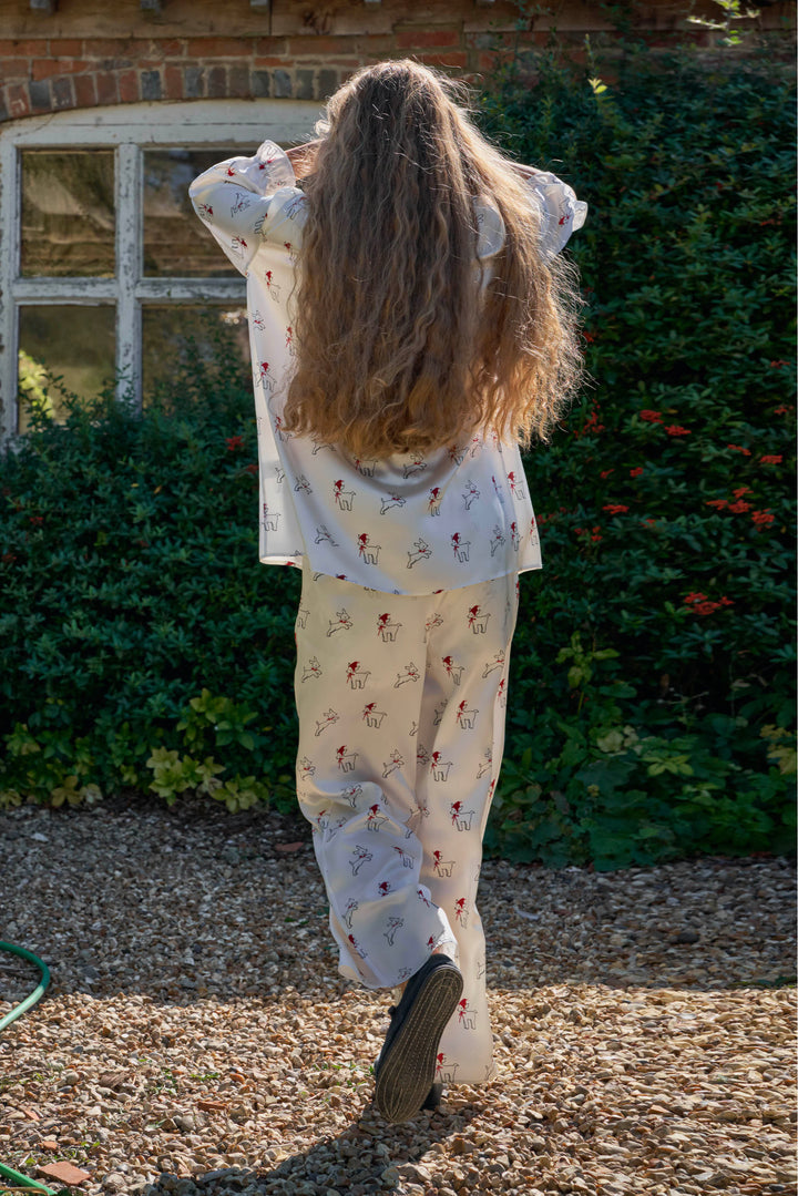 Bubbie 22 Momme Silk Peter Pan Collar Ankle-Length Pajama Set
