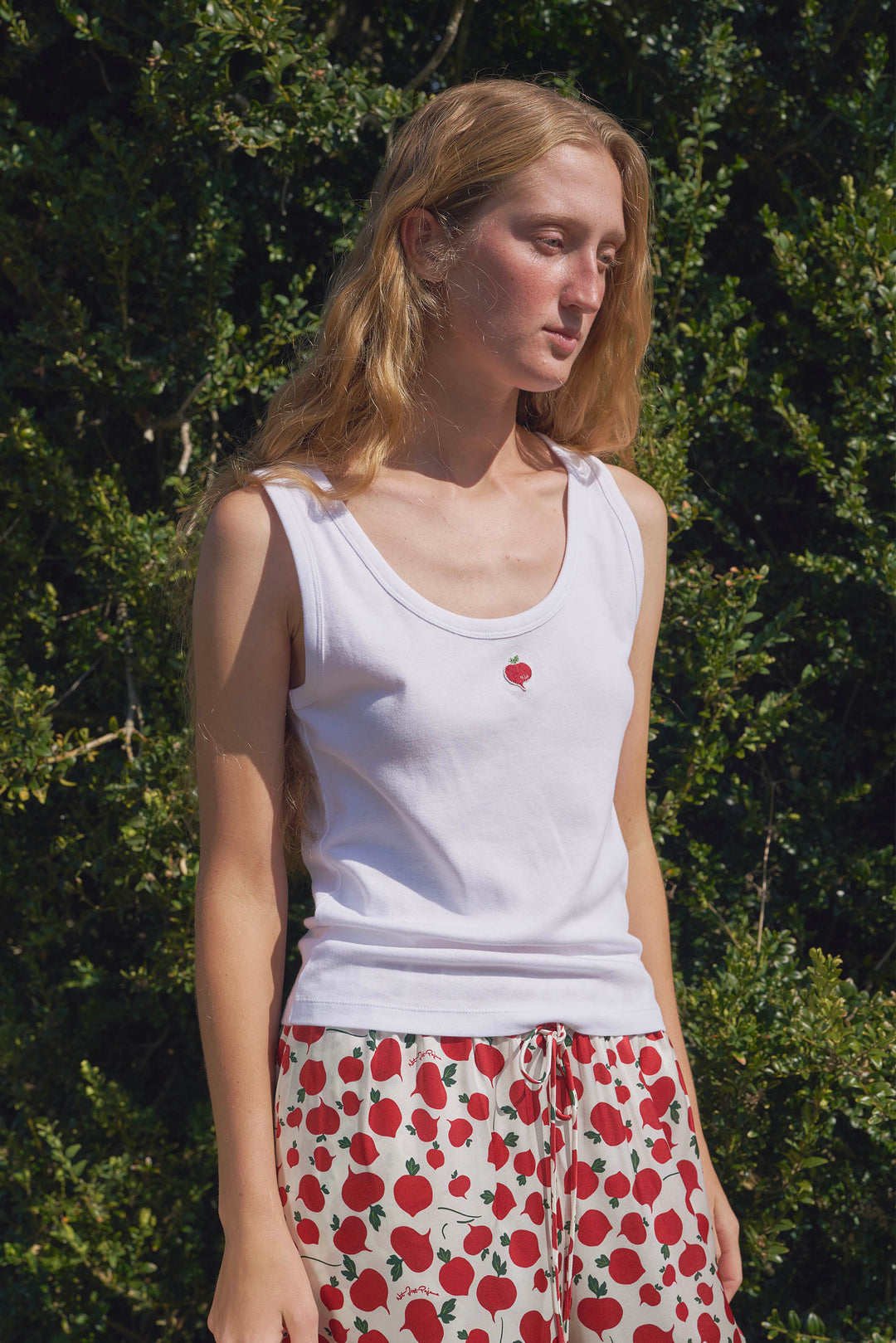 Farm Edit Red Turnip Modal-Silk Knit Tank Top