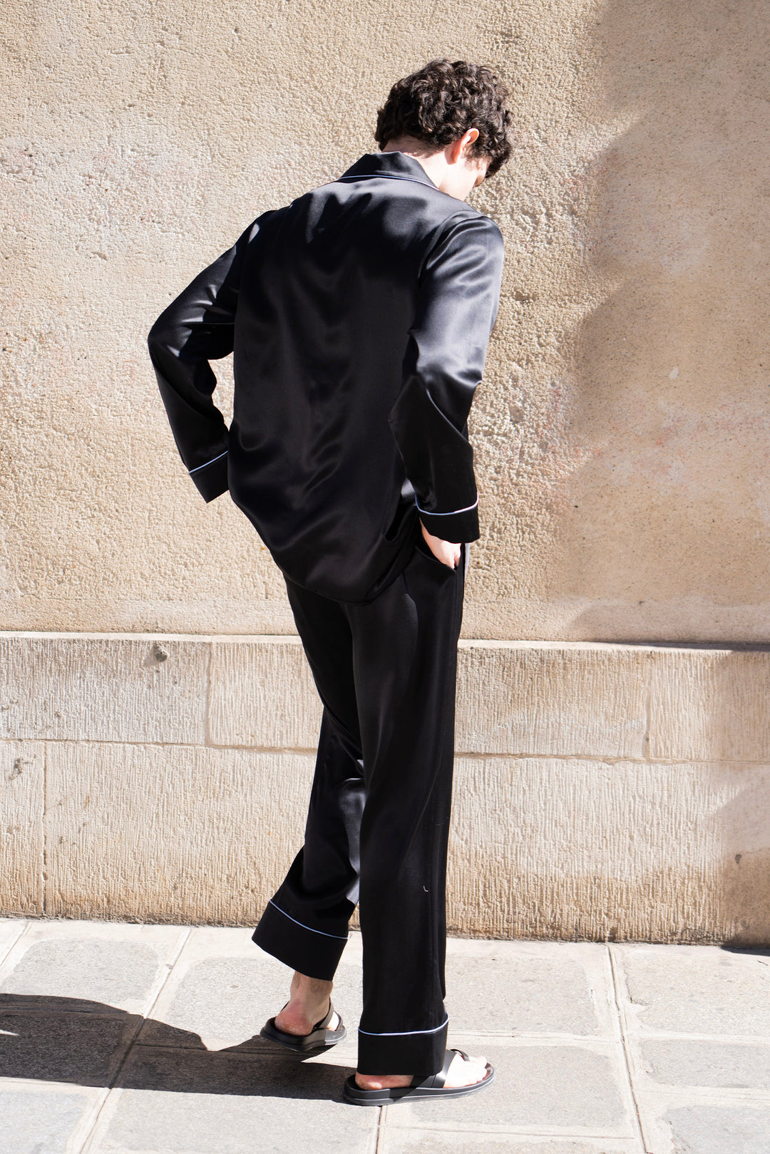 Museum of Crush Love Wave Men’s Silk Long Pajama Set