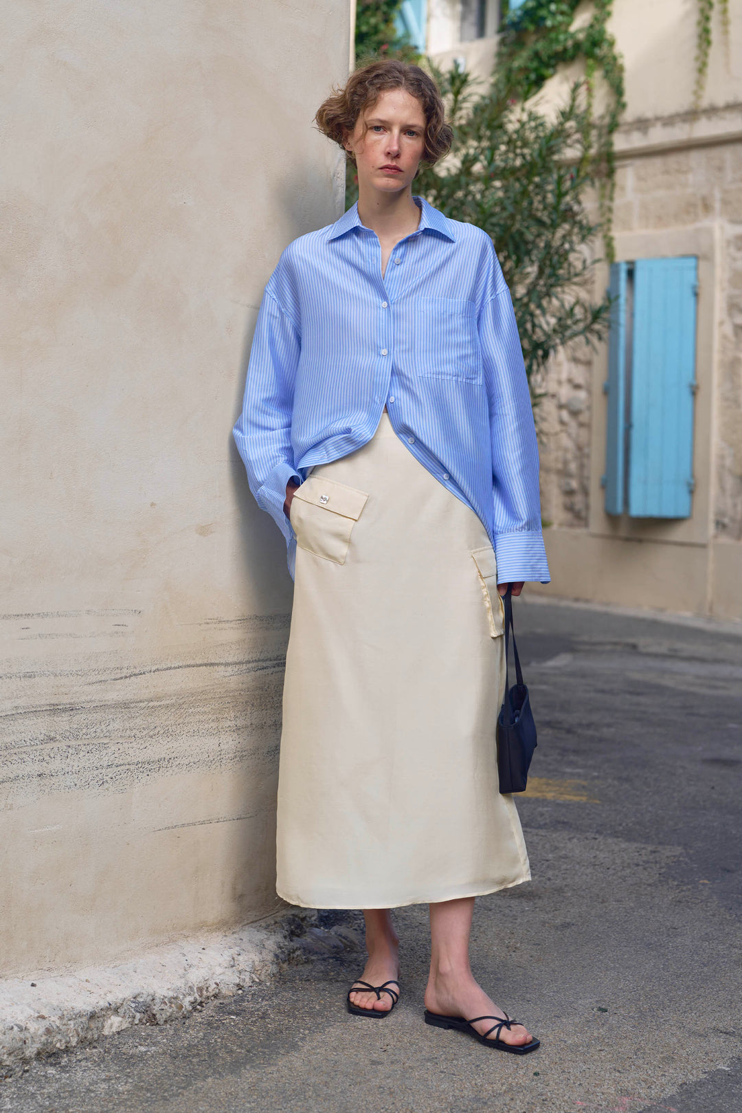 PAJA Out After Brunch Mulberry Silk Utility Midi Skirt