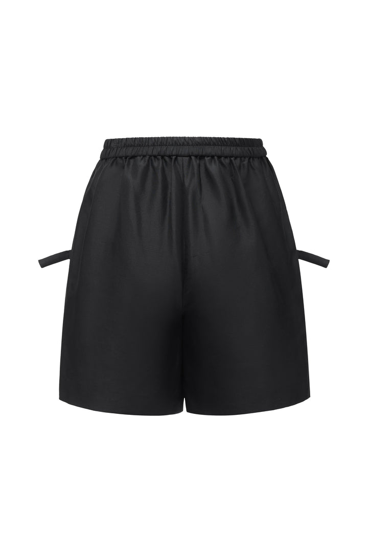 PAJA Berries Dupion Silk Relaxed Black Shorts