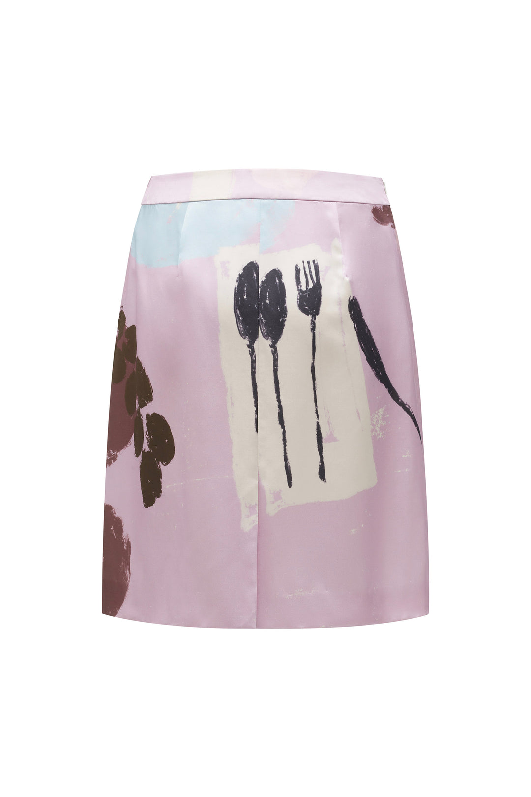 PAJA Dinner Hour Printed Silk Wool Satin Skirt