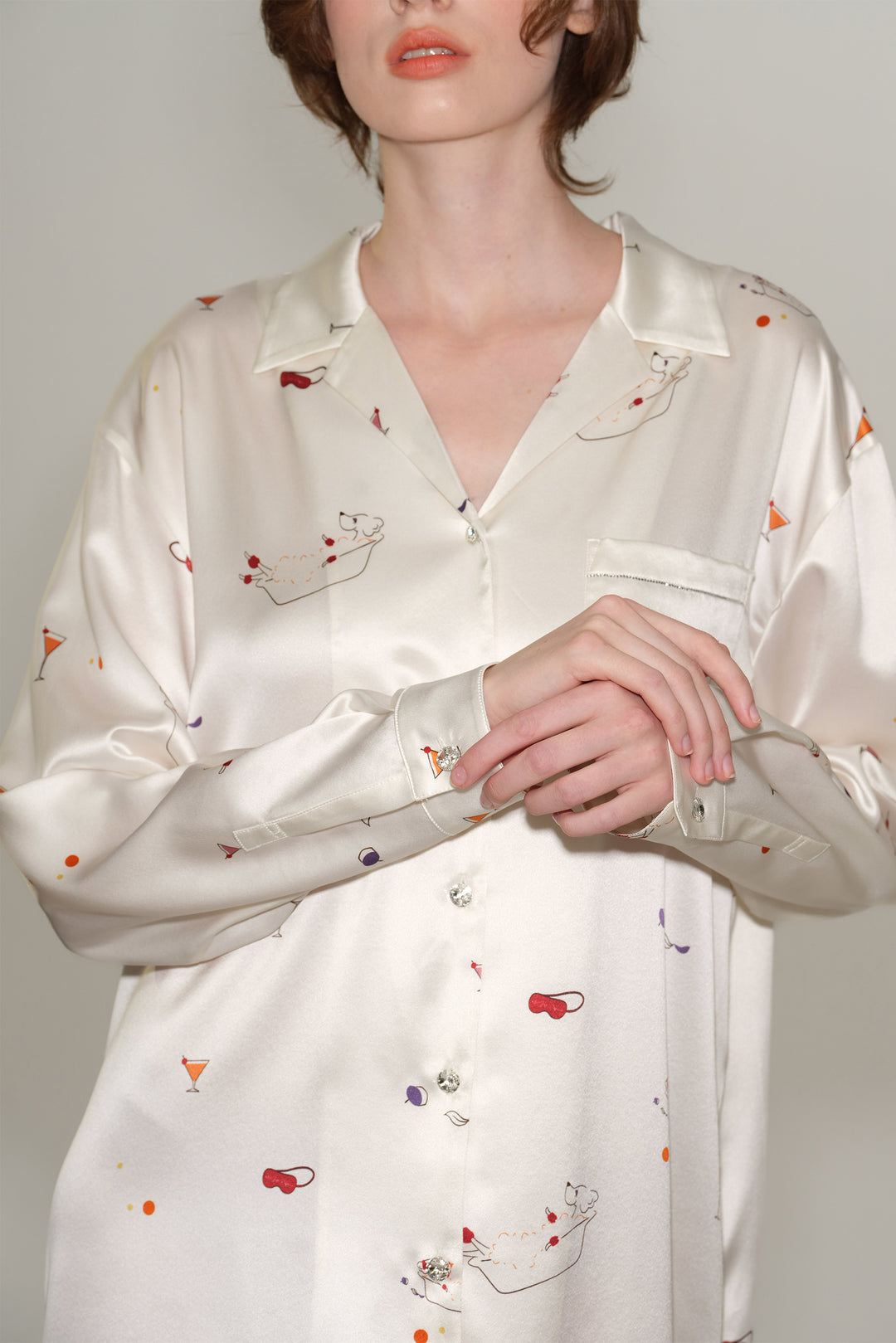 Puppy Edition Bubble Pup Silk Shirt Dress, L Puppy Edition Bubble Pup Silk Shirt Dress, L