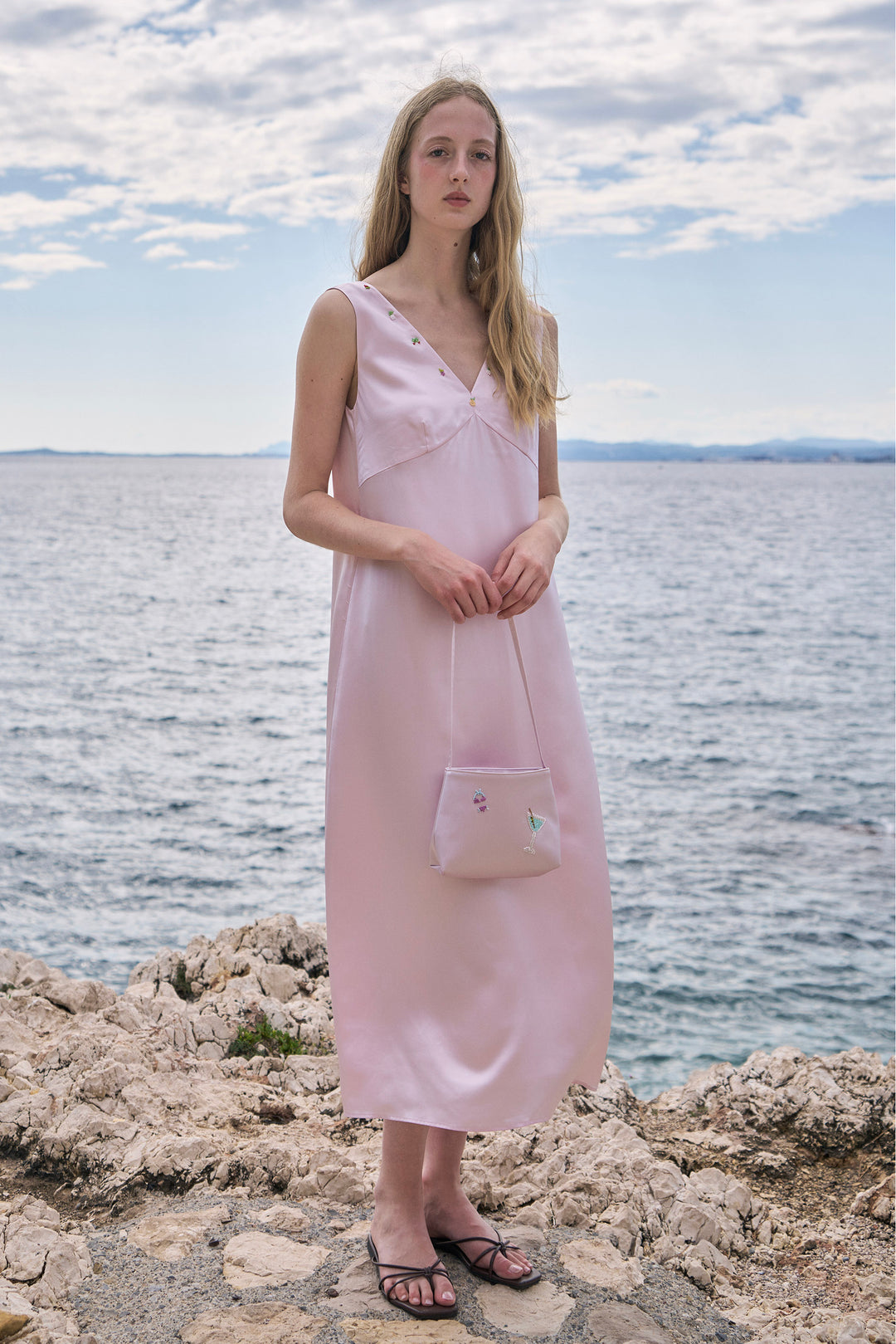 PAJA Beaded Summer Escapes Silk Sleeveless Dress - Pink