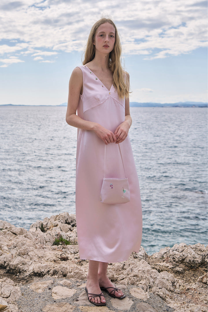 PAJA Beaded Summer Escapes Silk Sleeveless Dress - Pink