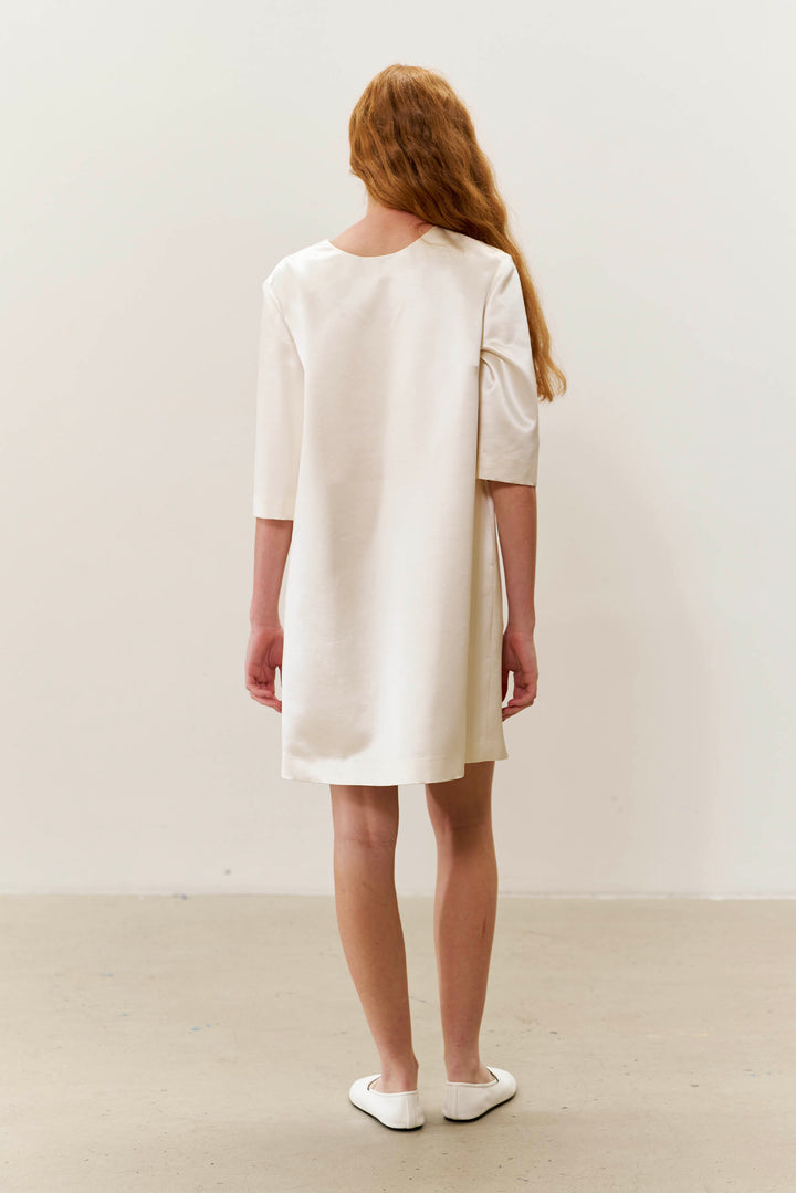 PAJA Summer Shimmer Silk Wool Satin Reversible Front-Back Dress