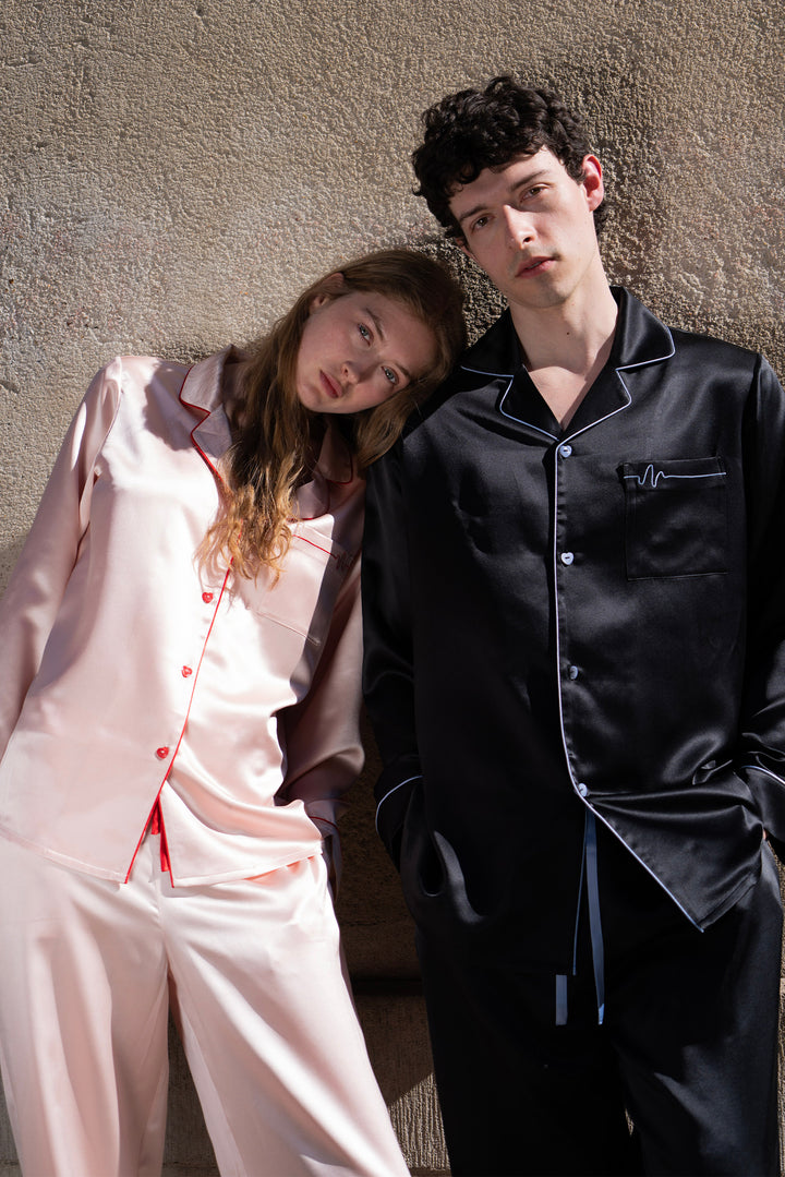 Museum of Crush Love Wave Men’s Silk Long Pajama Set