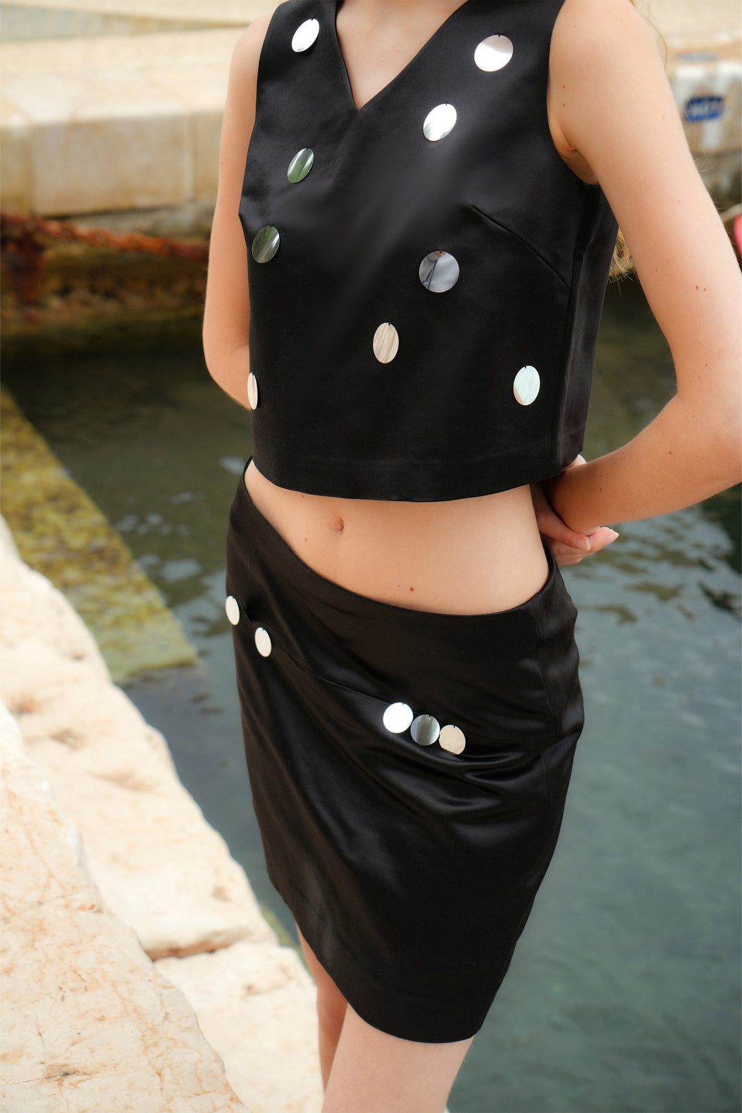 PAJA Gleam Collection Silk-Wool V-Neck Top