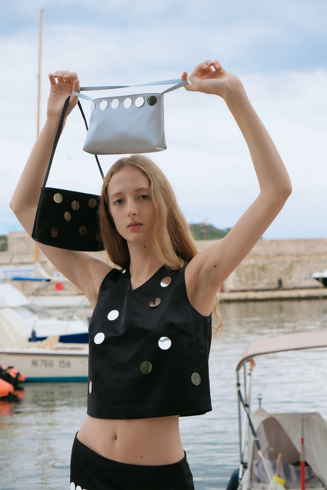 PAJA Gleam Collection Sequins Shoulder Bag - Light Blue