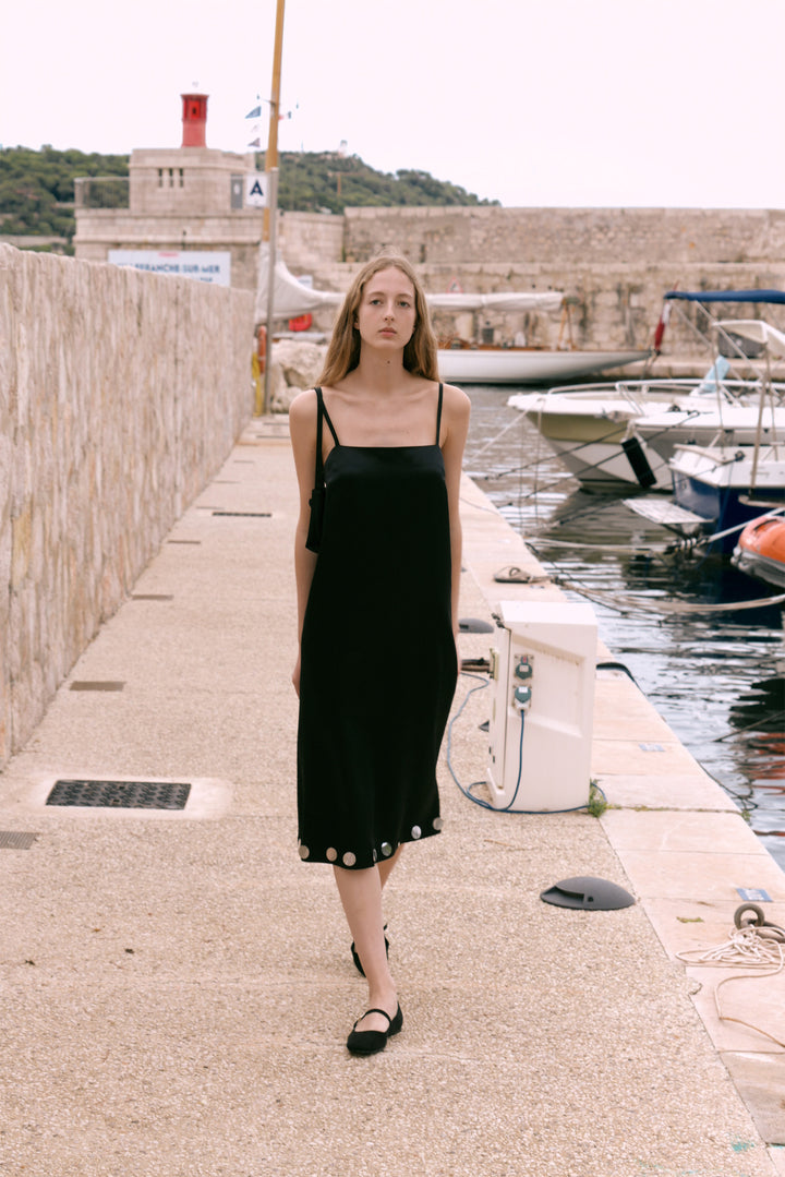 PAJA Gleam Collection Sequin Black Slip Dress