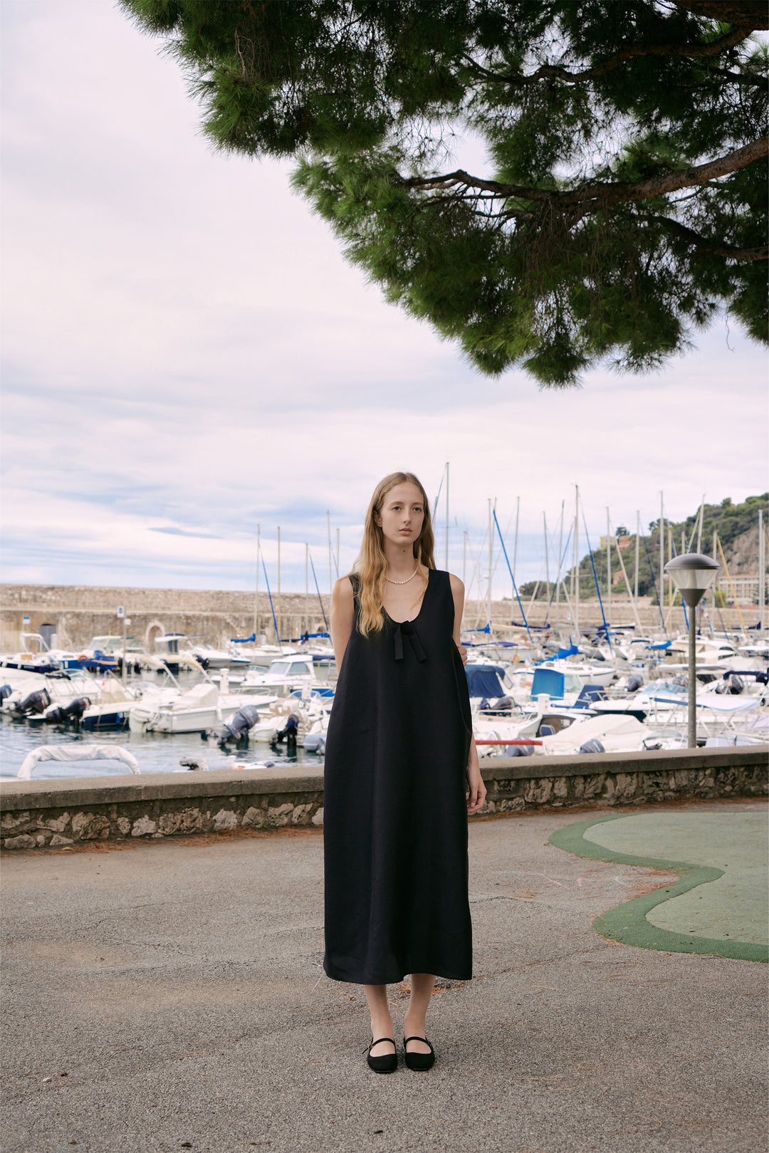 PAJA Berries Women's Dupioni Silk U-Neck Black Tank Dress