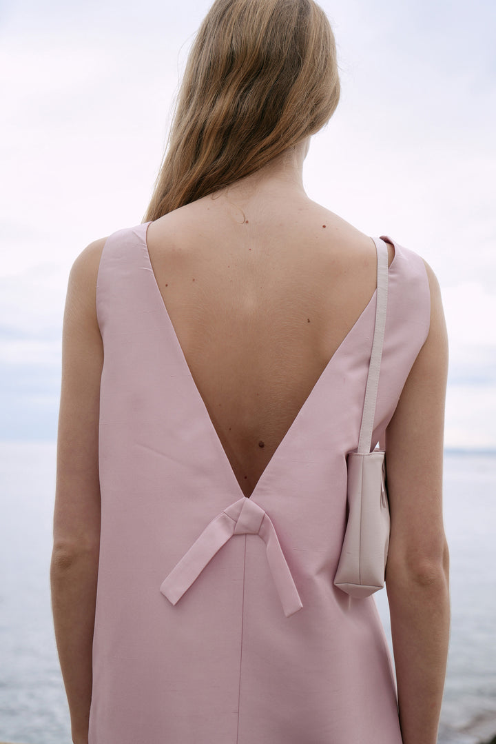 PAJA Women's Dupion Silk Dress with Bows - Pink