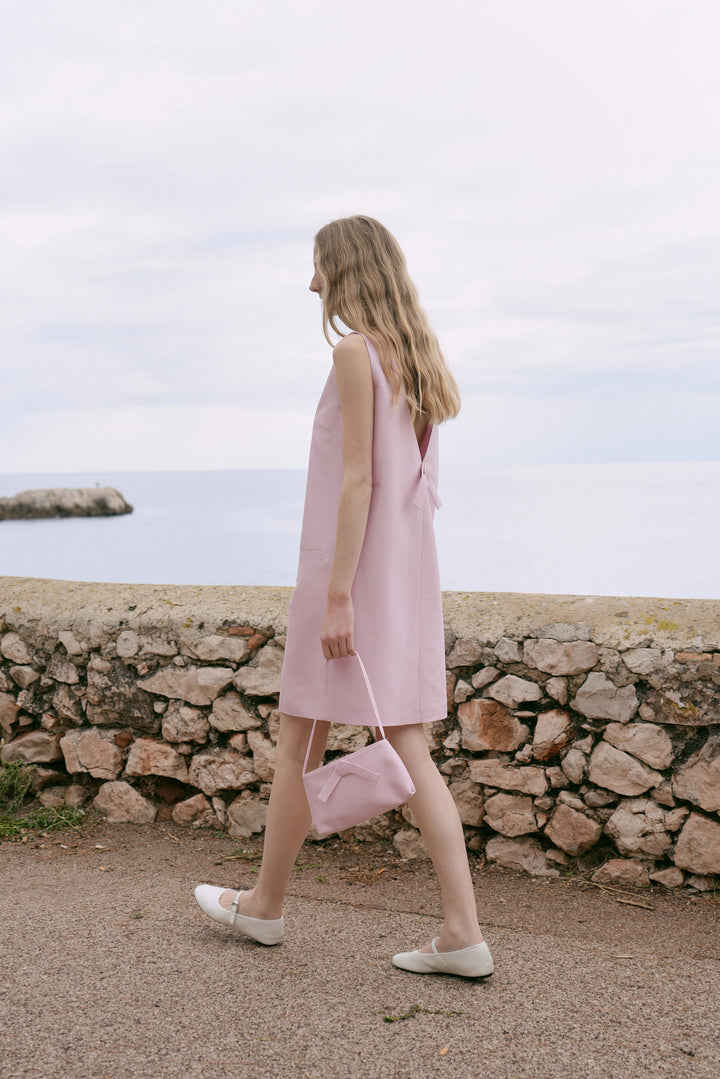 PAJA Women's Dupion Silk Dress with Bows - Pink