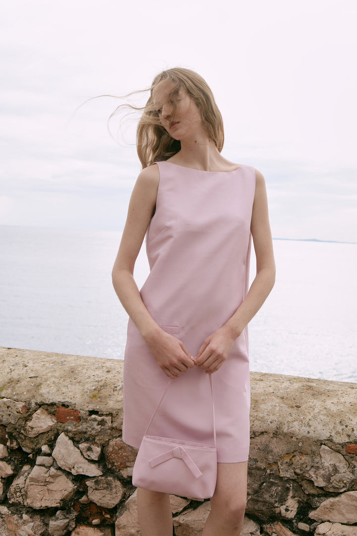 PAJA Women's Dupion Silk Dress with Bows - Pink