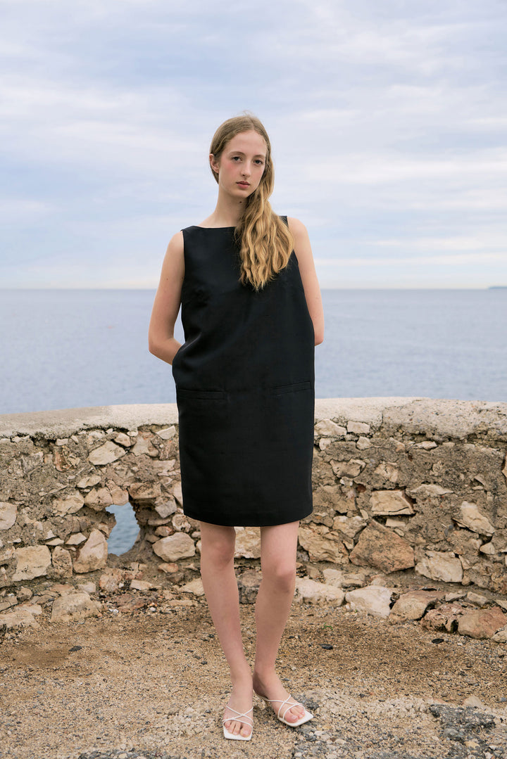 PAJA Women's Dupion Silk Dress with Bows - Black