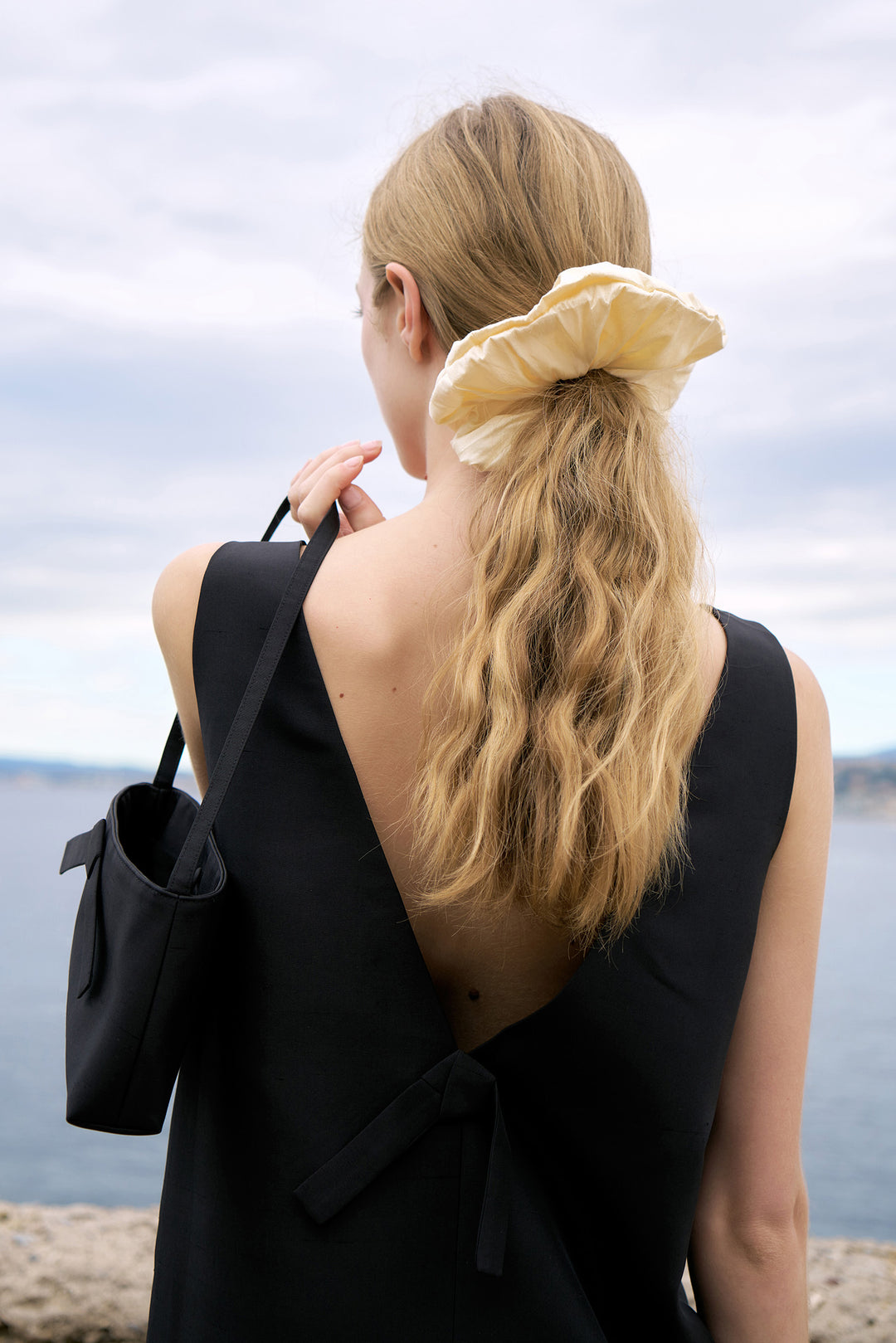 PAJA Berries Bow Dupion Silk Bag - Midnight Black