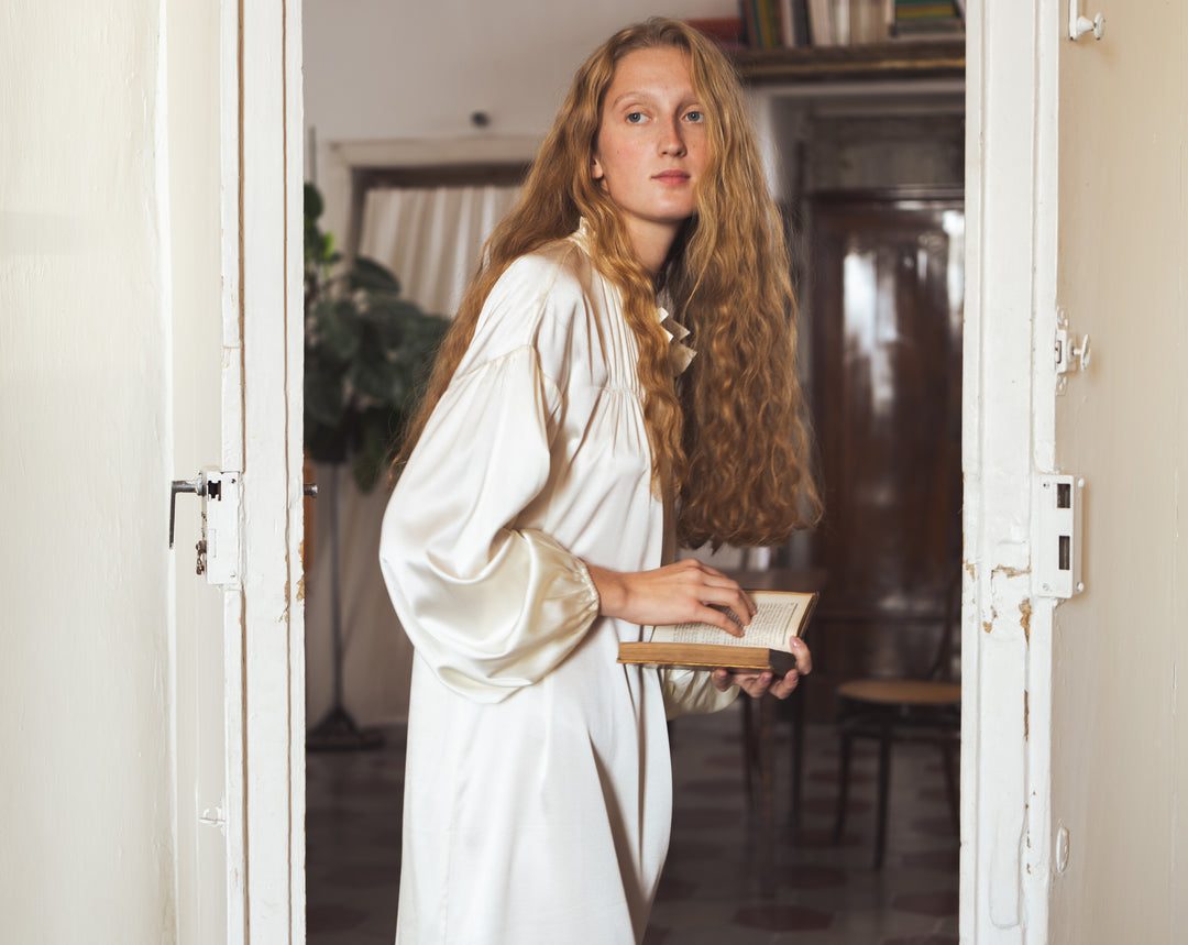 After-Party Collection Vintage Silk Blouse Dress - Ivory, Ivory / XL After-Party Collection Vintage Silk Blouse Dress - Ivory, Ivory / XL