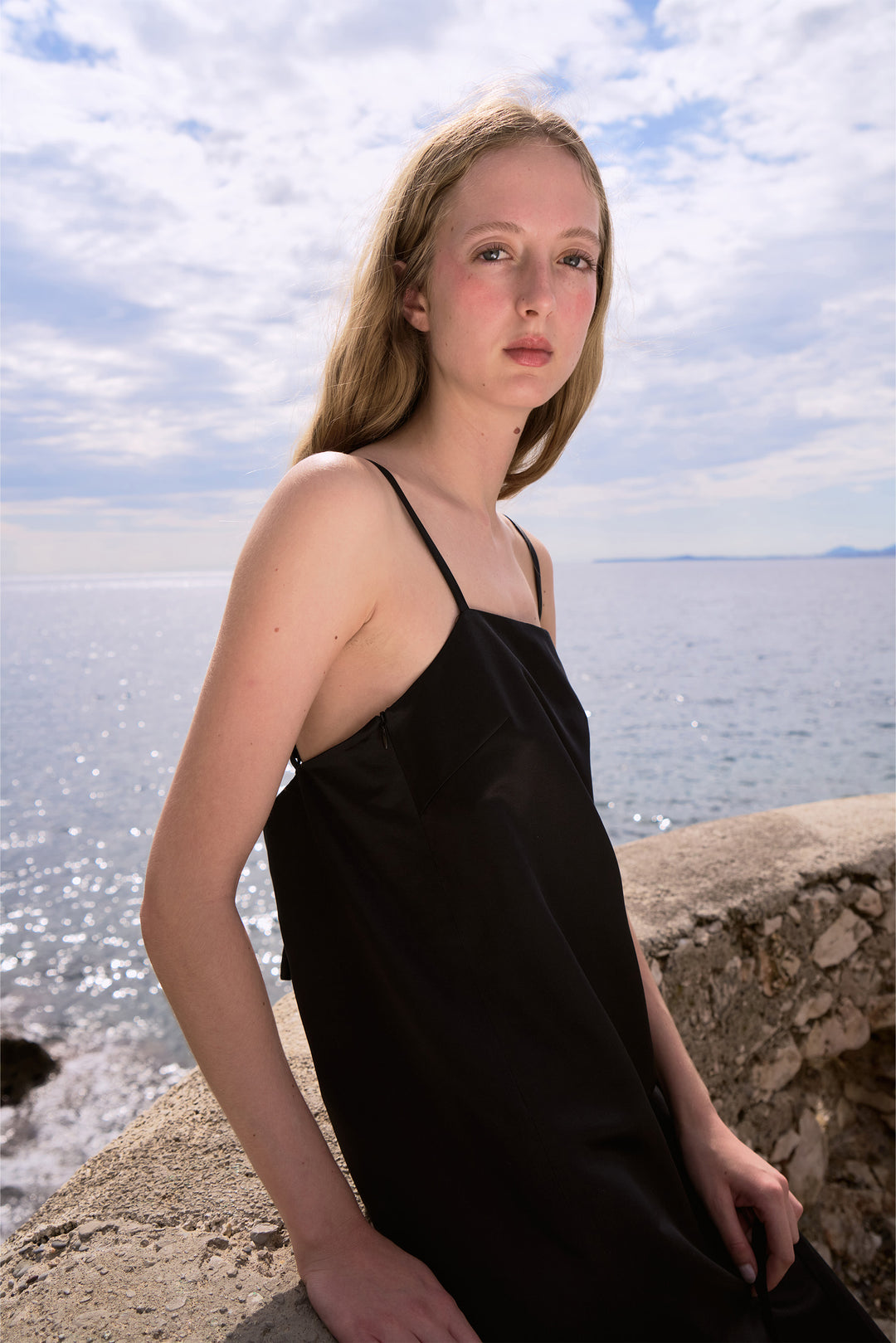 PAJA Gleam Collection Sequin Black Slip Dress