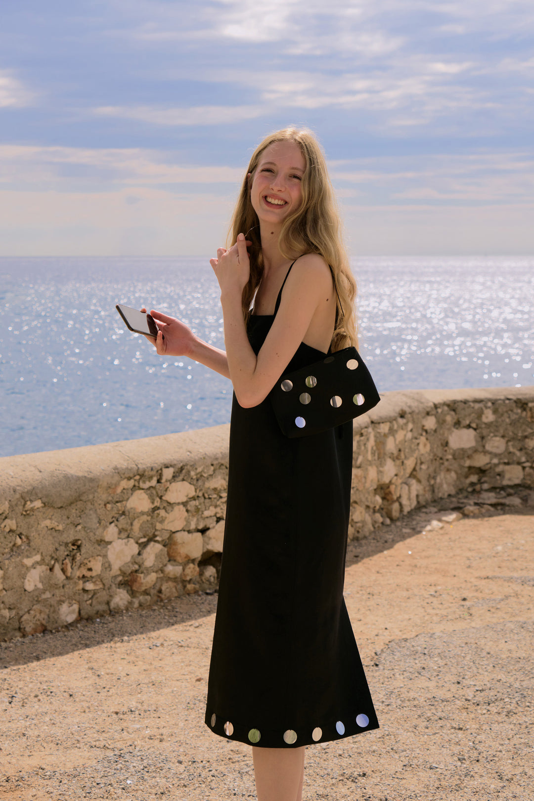 PAJA Gleam Collection Sequins Shoulder Bag - Black