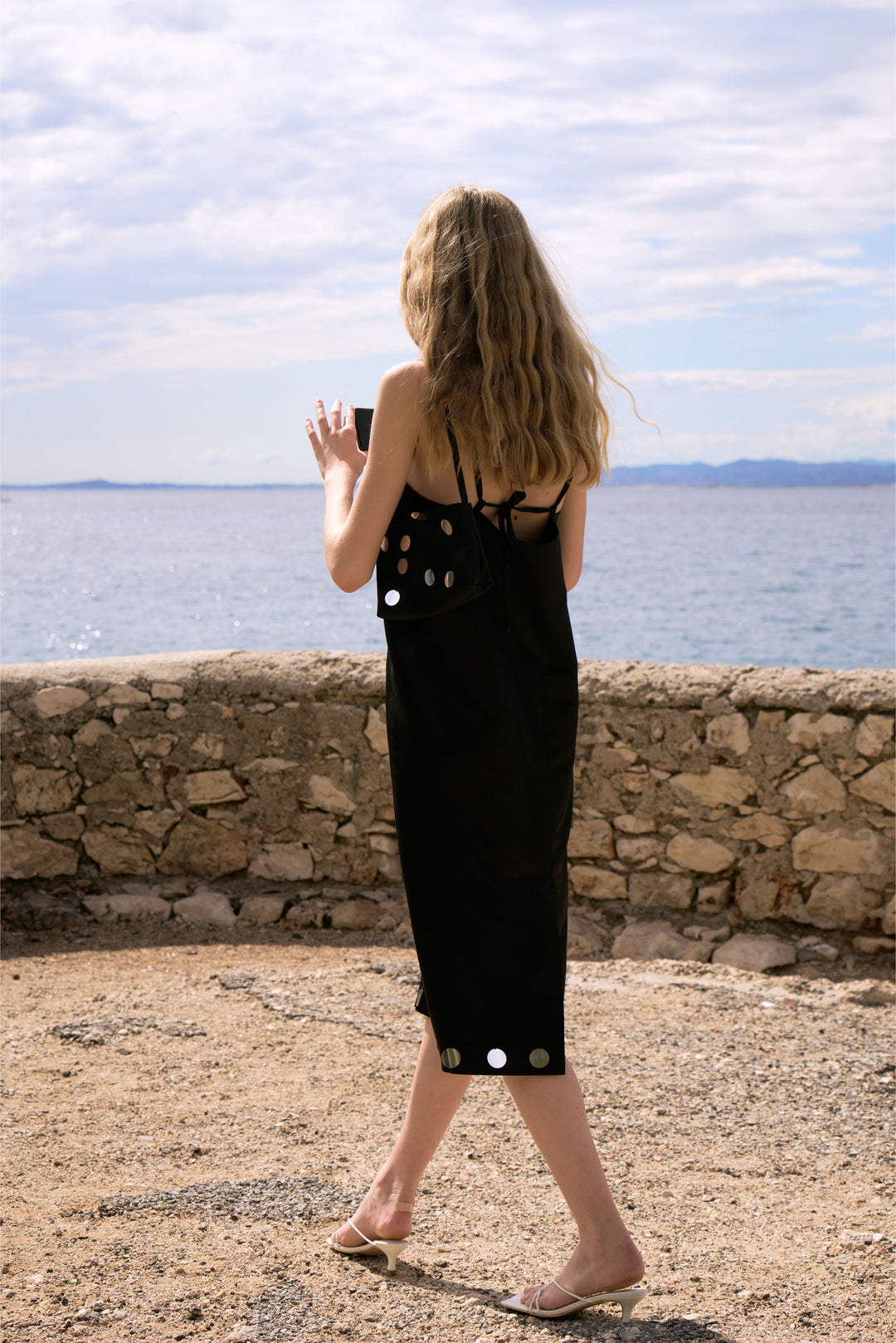 PAJA Gleam Collection Sequin Black Slip Dress